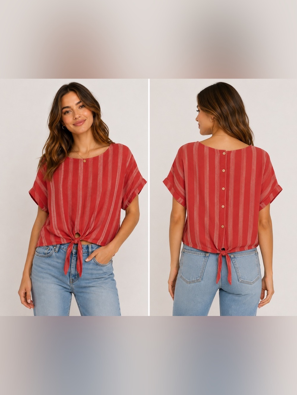 GAP Striped Tie-Front Top